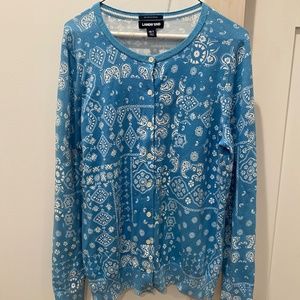 Lands’ End Supima Cotton Cardigan Sweater Sz. M Tall 10-12
